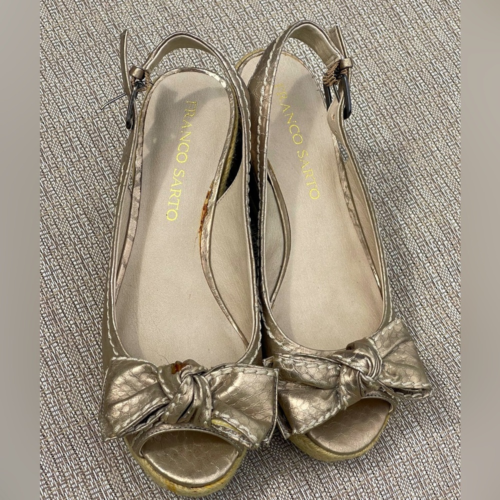 Franco Sarto Women's Metallic Bow Slingback Sandals/ wedges